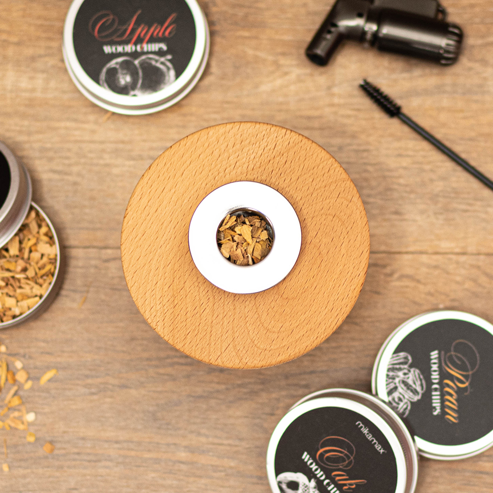 Kit Fumoir En Tonneau De Bois - Pour Whisky Et Cocktails Fumés à Maison (6 Saveurs De Copeaux Incluses)