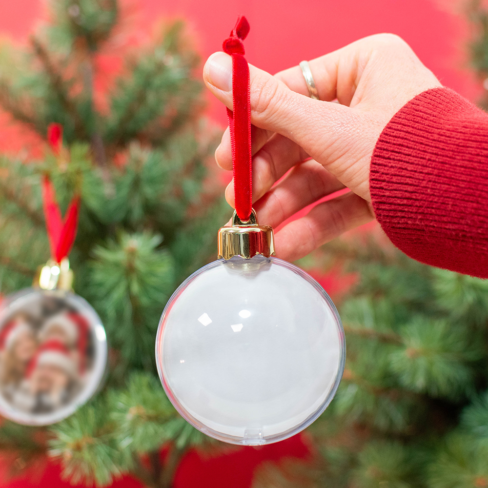 Boule De Noël Personnalisable Avec Photo - Cristal Transparent - Décoration Souvenir Pour Couple, Famille, Amis
